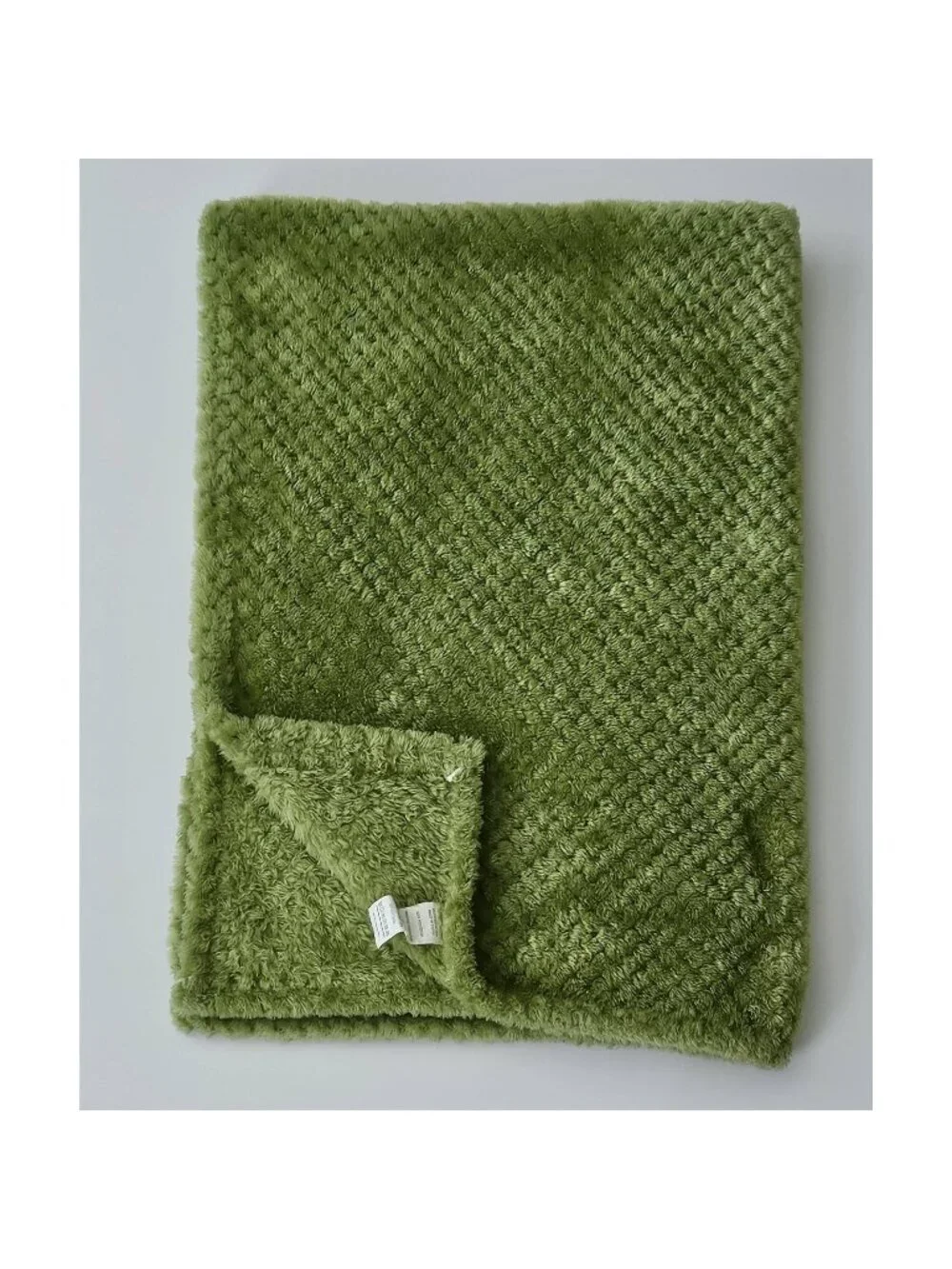 Solid Green Fleece Baby Blanket Waffle Weave 26x38